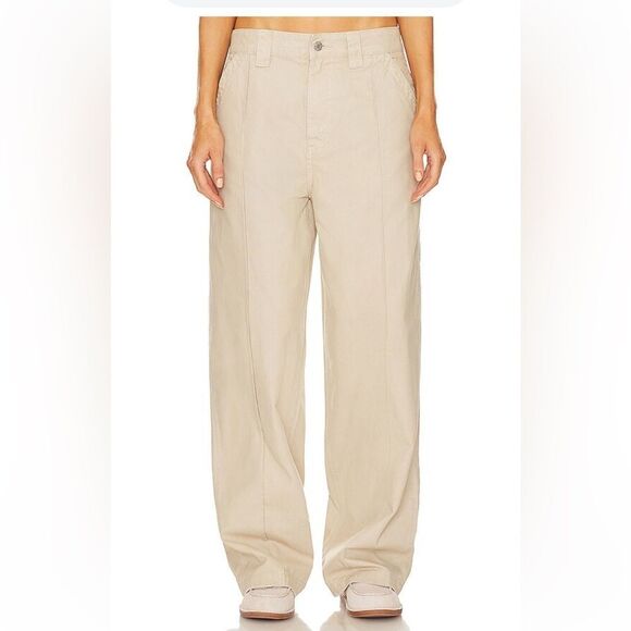 NWT HELSA Workwear Oversized Pants Taupe khaki wide leg Revolve S - Picture 2 of 14